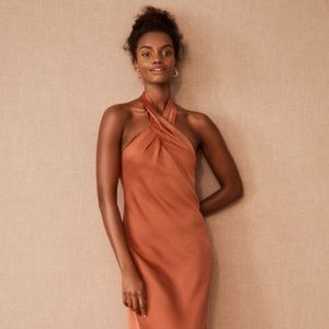 BHLDN Ruby Satin Charmeuse Dress Terracotta Color Size 12 EUC